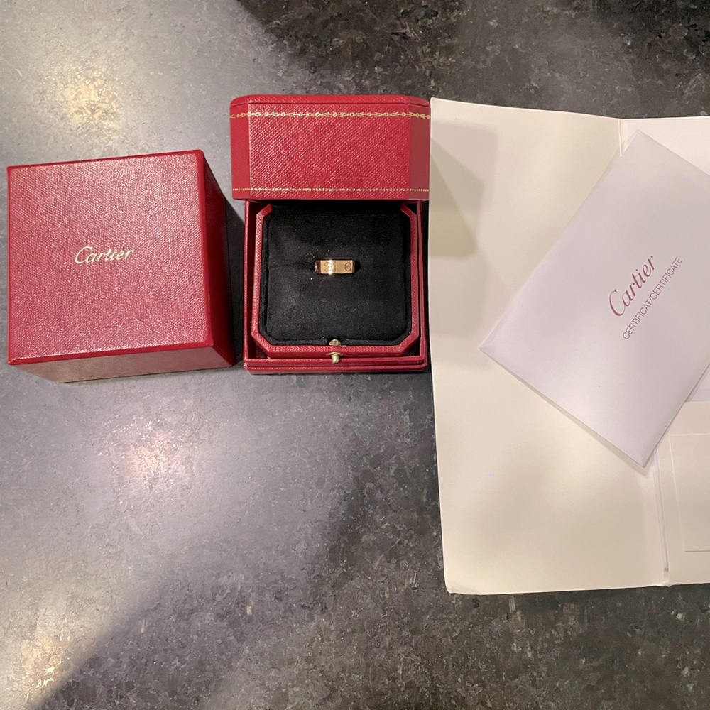 Cartier LOVE ring, 18K rose gold (750/1000). Width: 5.5 mm - Ring Size 4.5